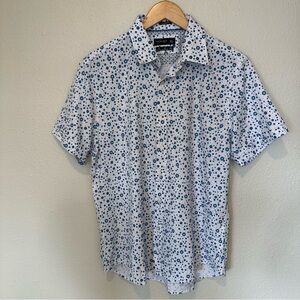 Cactus Man Ricky Singh Tech Comfort Performance White and Blue Patterned Shirt